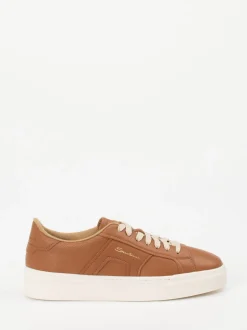 Santoni – Sneaker aus Lammleder Cognacbraun