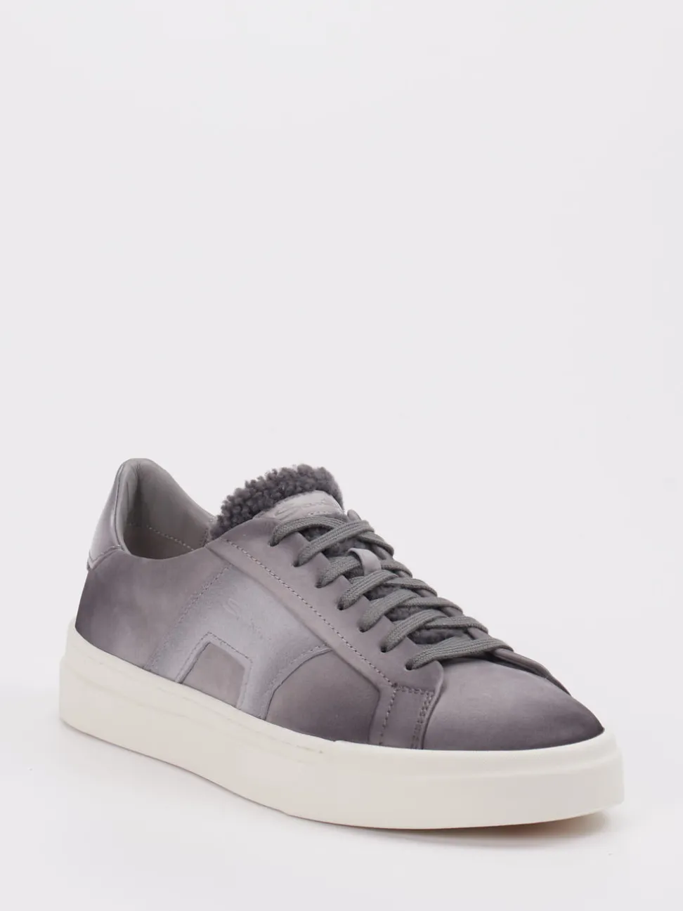 Santoni – Sneaker aus Leder in Schiefergrau