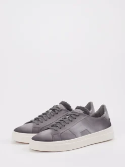Santoni – Sneaker aus Leder in Schiefergrau
