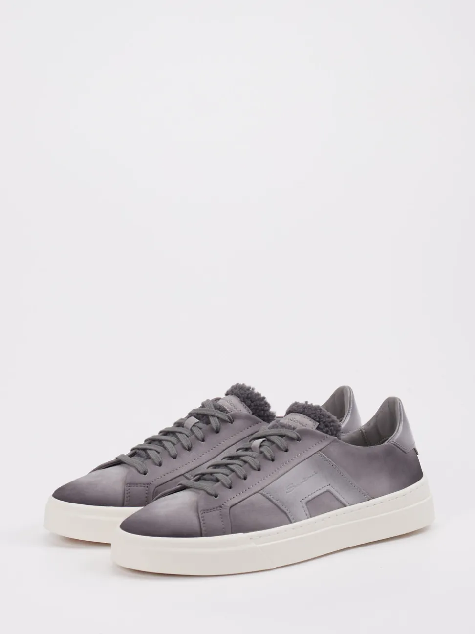 Santoni – Sneaker aus Leder in Schiefergrau