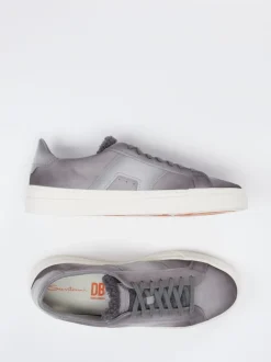 Santoni – Sneaker aus Leder in Schiefergrau