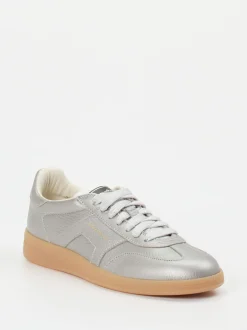 Santoni – Sneaker aus Metallicleder in Silber