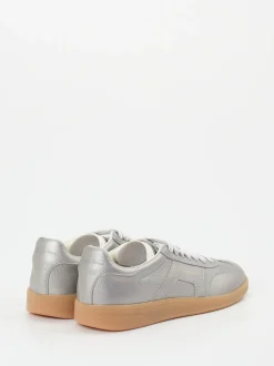 Santoni – Sneaker aus Metallicleder in Silber