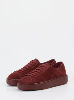 Santoni – Sneaker aus Veloursleder weinrot