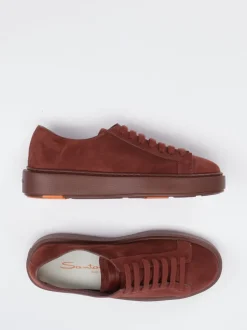 Santoni – Sneaker aus Veloursleder weinrot