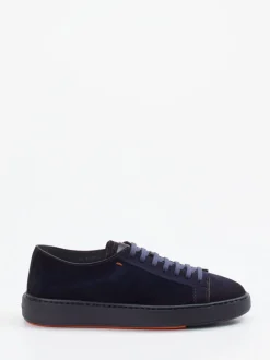 Santoni – Sneaker aus Veloursleder Dunkelblau