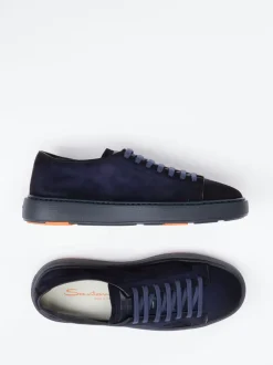 Santoni – Sneaker aus Veloursleder Dunkelblau