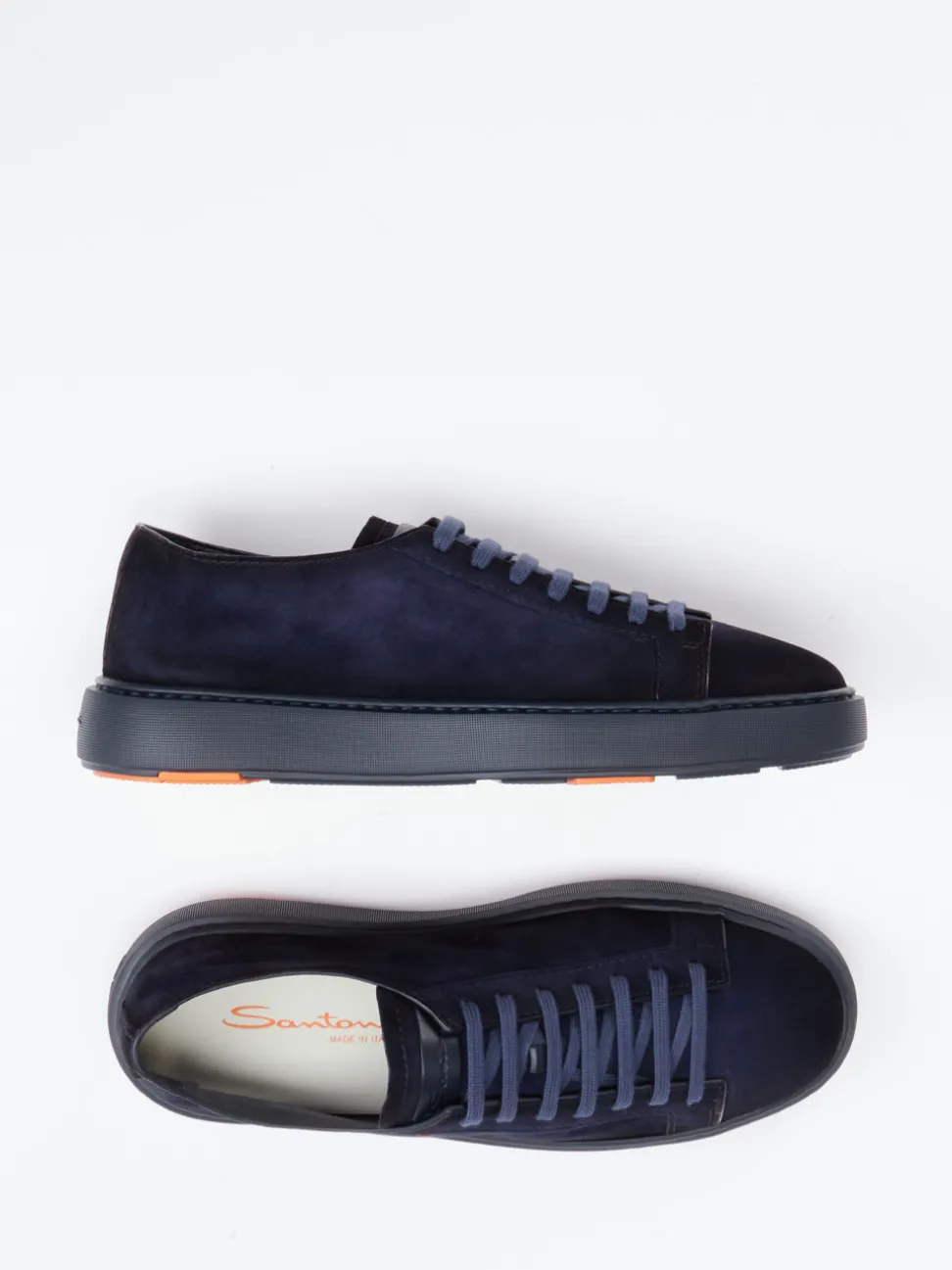 Santoni – Sneaker aus Veloursleder Dunkelblau