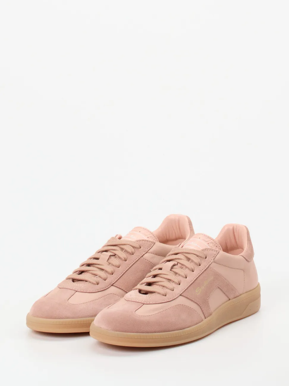 Santoni – Sneaker aus Veloursleder in Altrosa