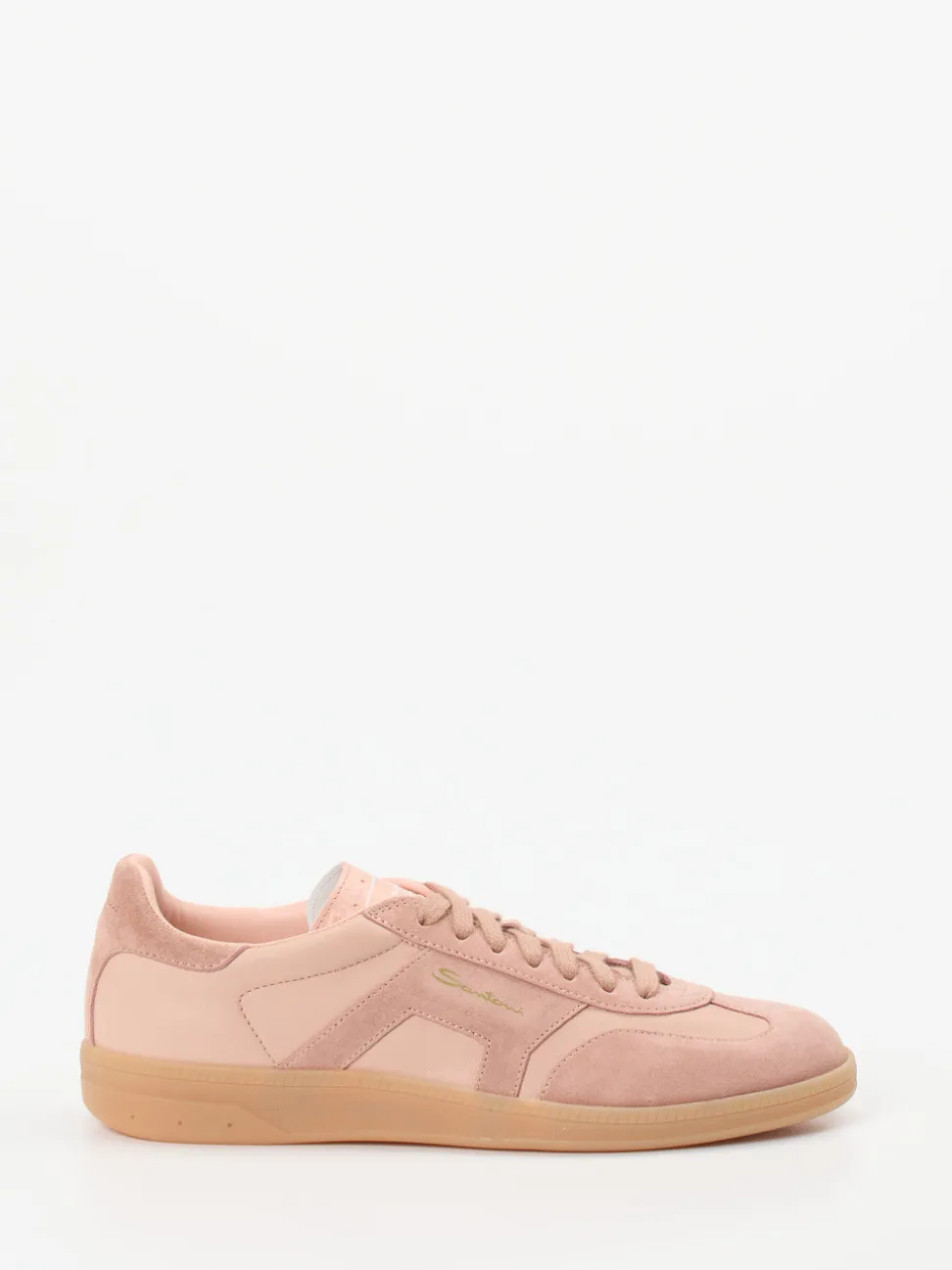 Santoni – Sneaker aus Veloursleder in Altrosa