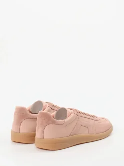 Santoni – Sneaker aus Veloursleder in Altrosa