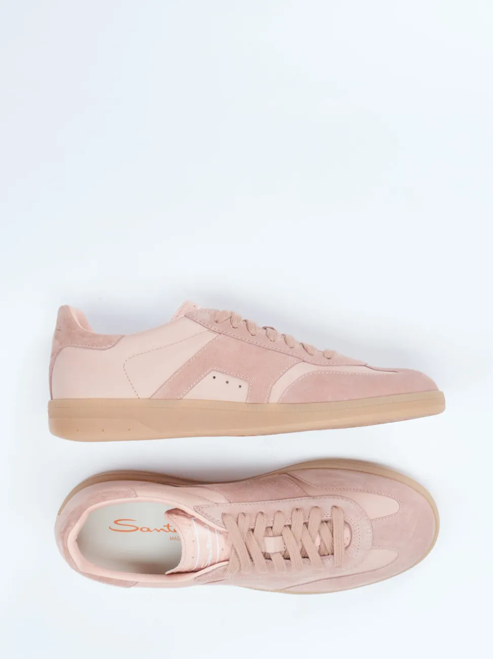 Santoni – Sneaker aus Veloursleder in Altrosa