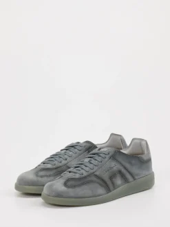 Santoni – Sneaker aus Veloursleder blaugrau