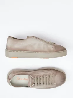 Santoni – Sneaker aus Veloursleder in Taupe