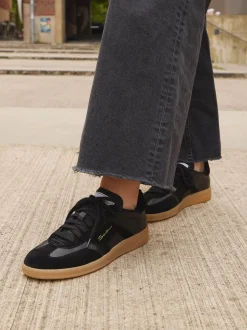 Santoni – Sneaker aus Veloursleder und Glattleder schwarz