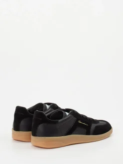 Santoni – Sneaker aus Veloursleder und Glattleder schwarz