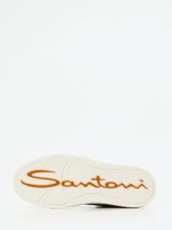 Santoni – Sneaker aus Veloursleder grau mit Glitzer