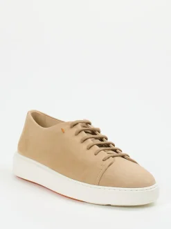 Santoni – Sneaker aus Veloursleder Beigebraun