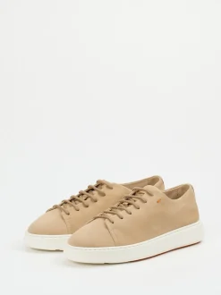 Santoni – Sneaker aus Veloursleder Beigebraun
