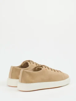 Santoni – Sneaker aus Veloursleder Beigebraun