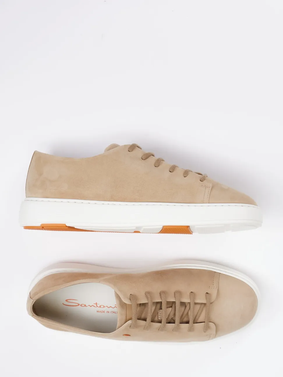 Santoni – Sneaker aus Veloursleder Beigebraun