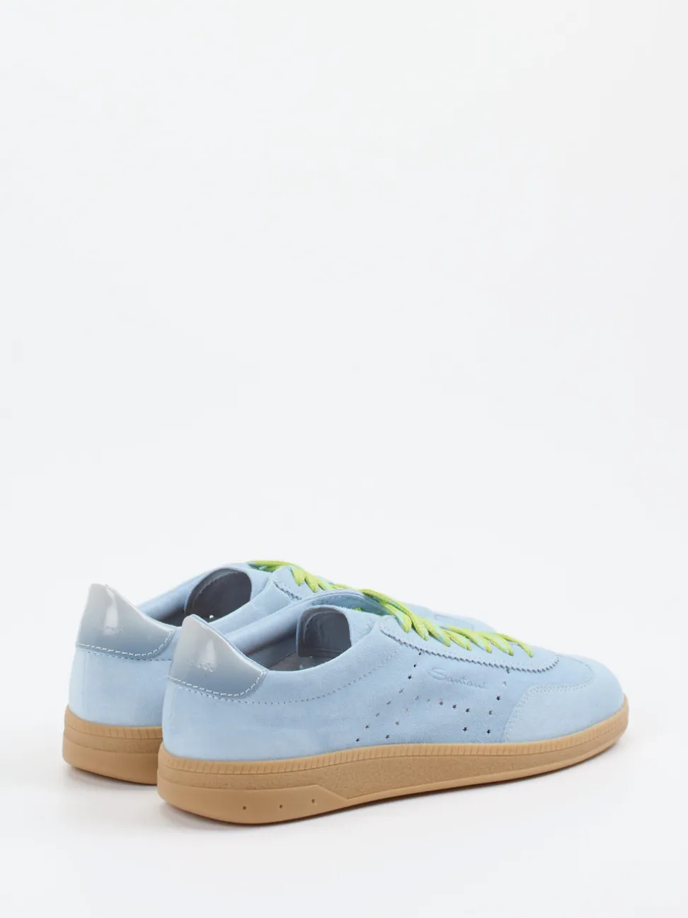 Santoni – Sneaker aus Veloursleder hellblau