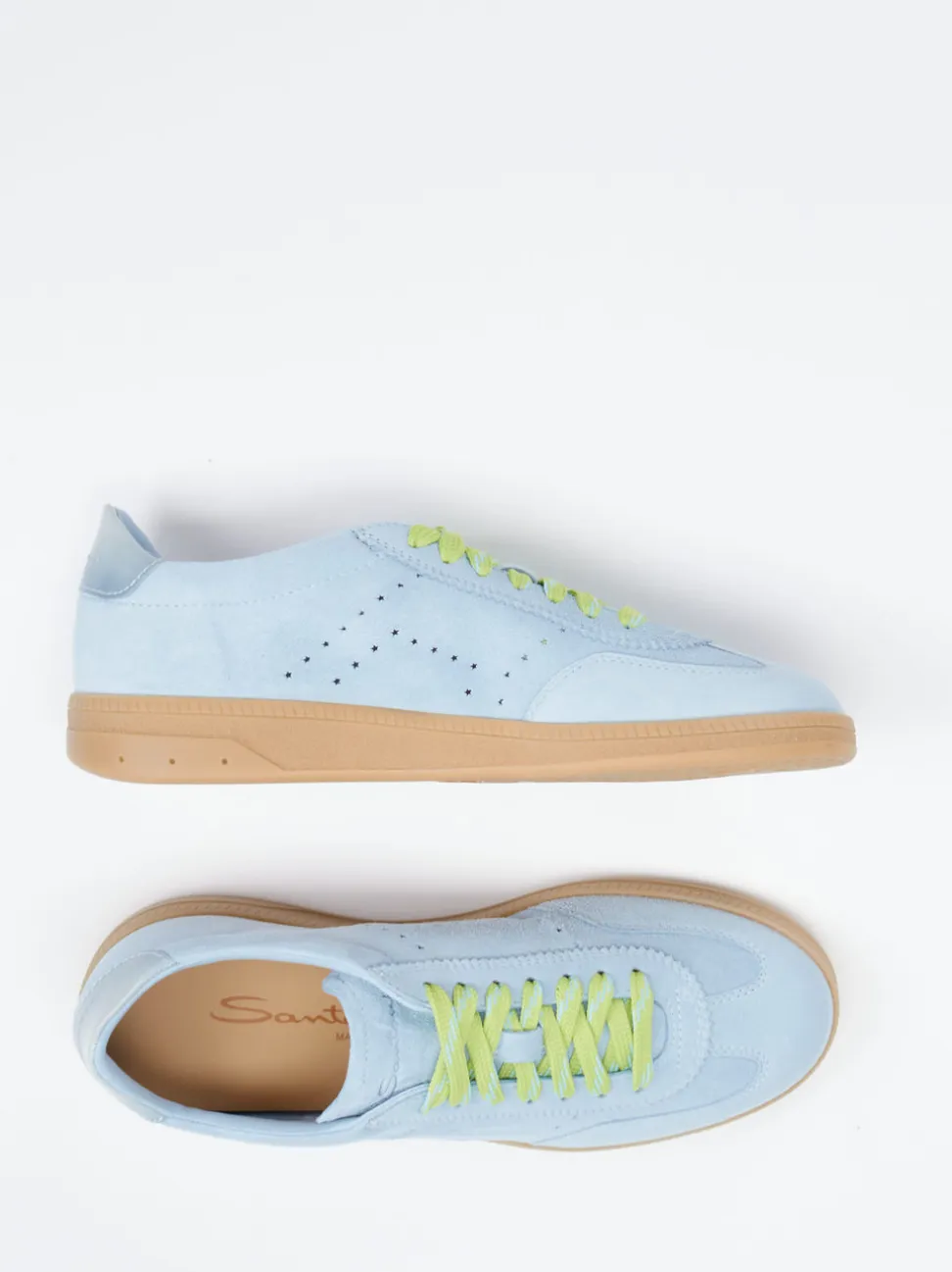 Santoni – Sneaker aus Veloursleder hellblau