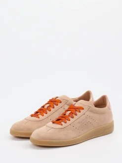 Santoni – Sneaker aus Veloursleder in Beige
