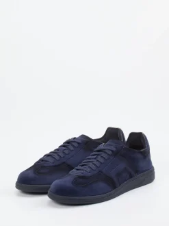 Santoni – Sneaker aus Veloursleder Dunkelblau