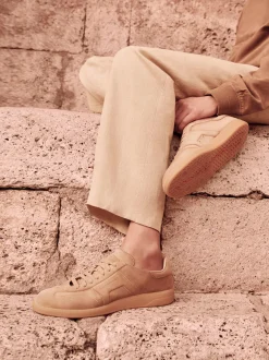 Santoni – Sneaker aus Veloursleder sandbeige