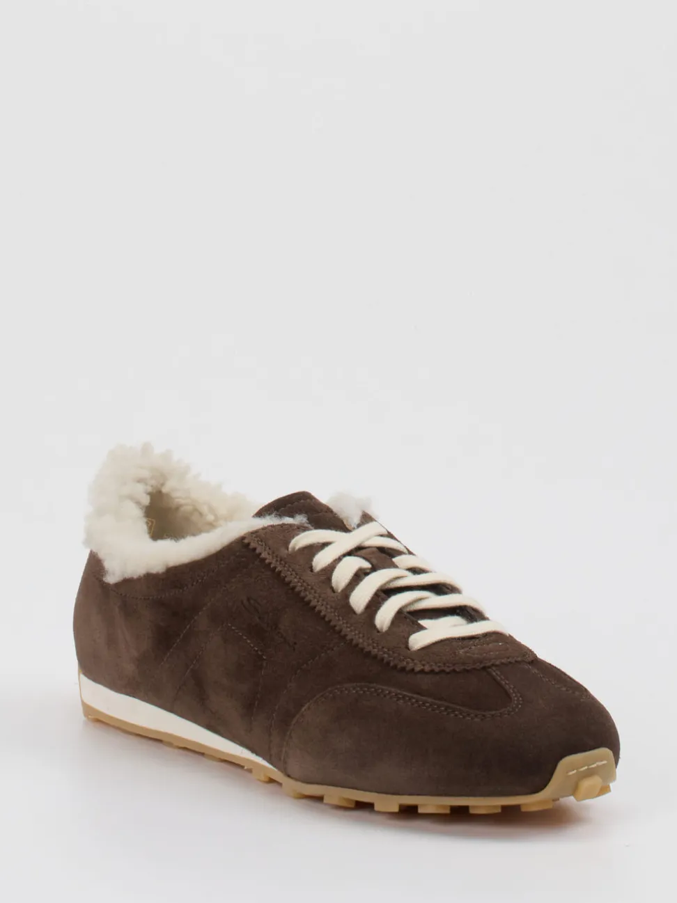 Santoni – Sneaker aus Veloursleder schokobraun