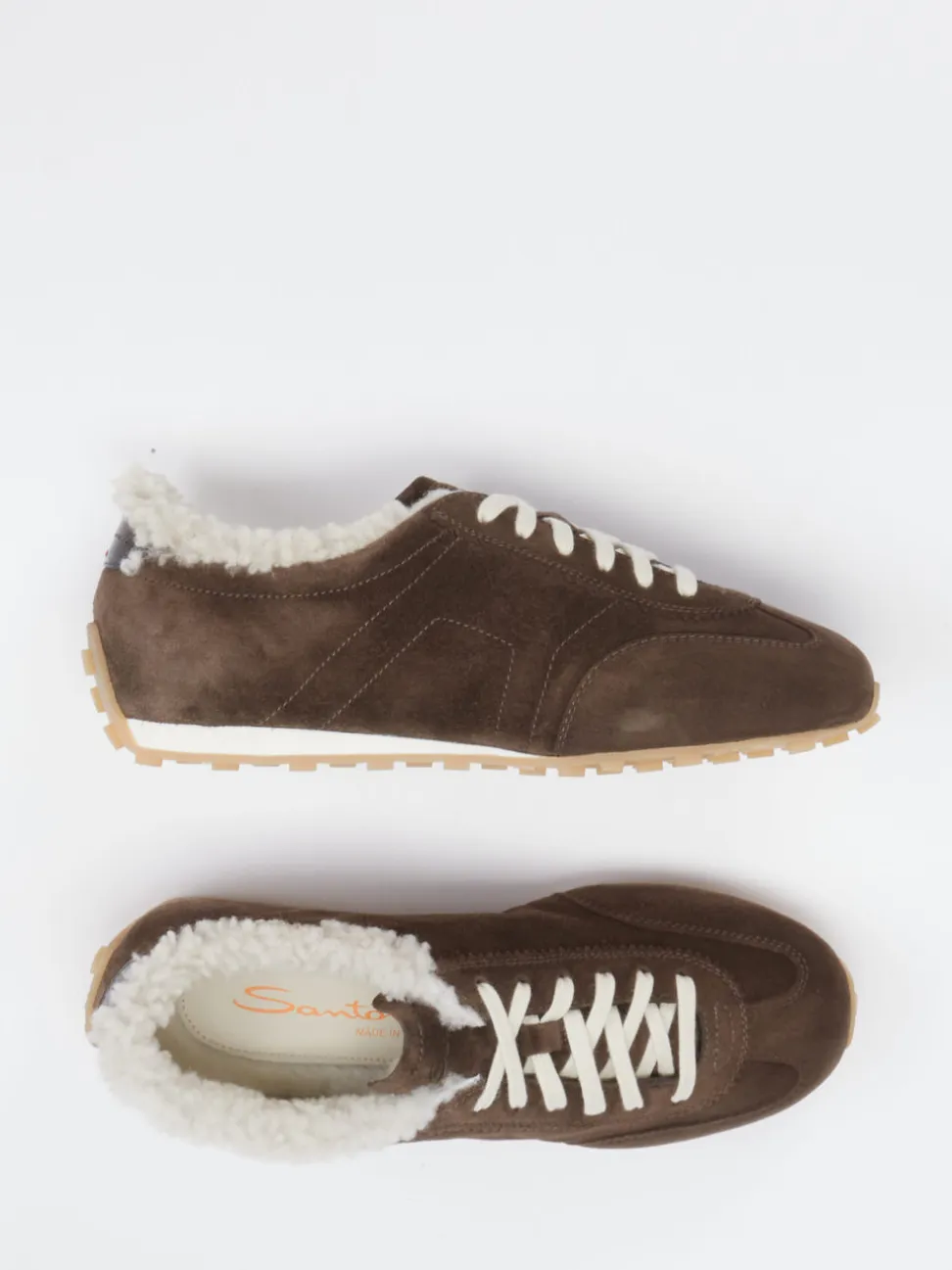 Santoni – Sneaker aus Veloursleder schokobraun