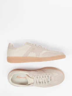Santoni – Sneaker aus Veloursleder Beige