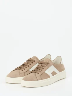 Santoni – Sneaker aus Veloursleder in Sandbeige