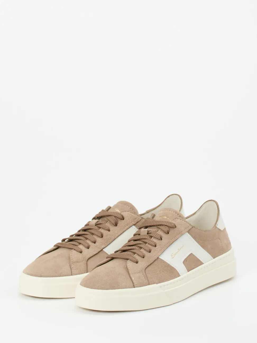 Santoni – Sneaker aus Veloursleder in Sandbeige