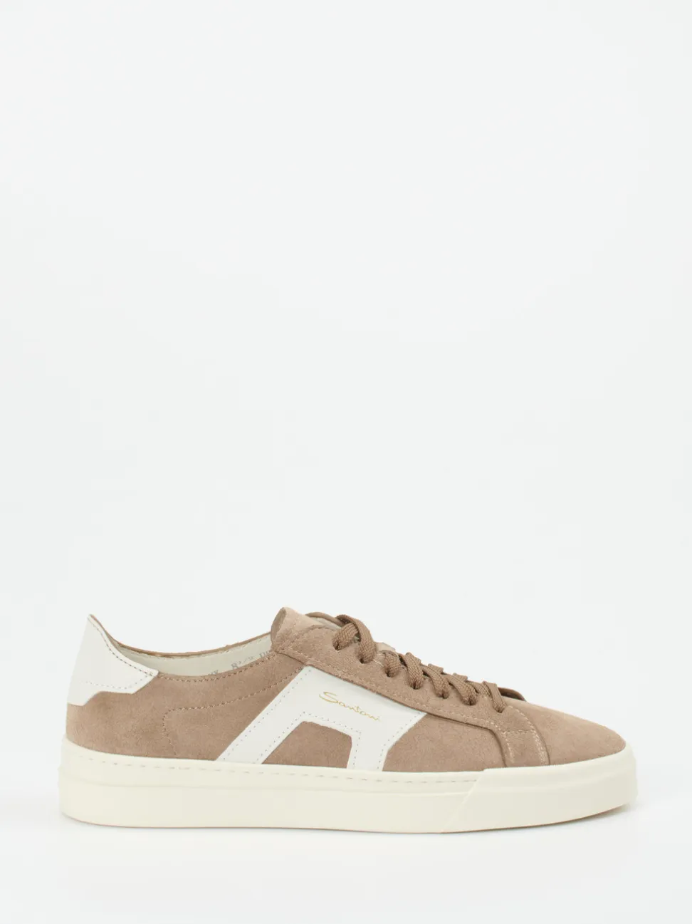 Santoni – Sneaker aus Veloursleder in Sandbeige