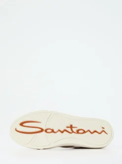 Santoni – Sneaker aus Veloursleder in Sandbeige