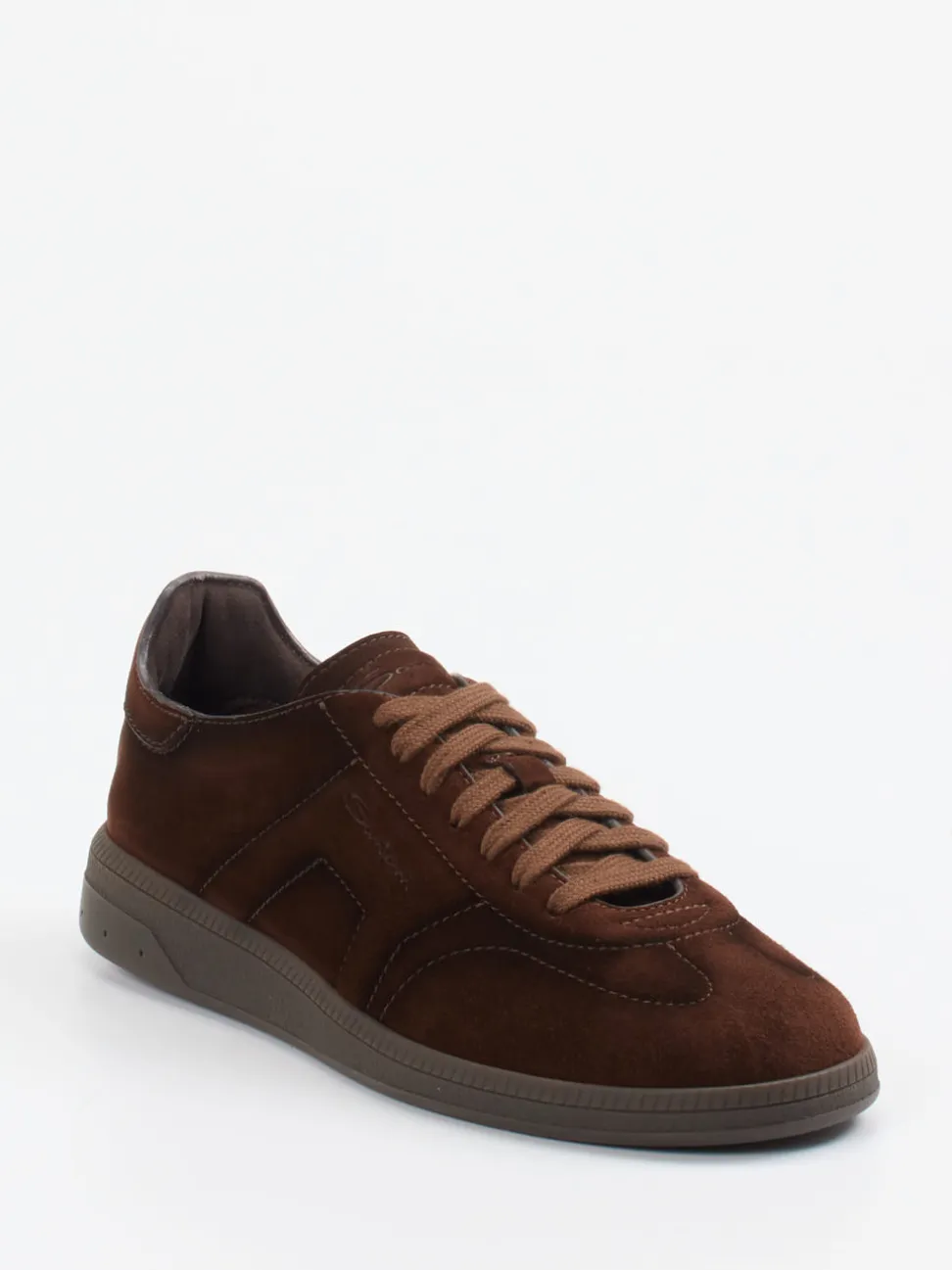 Santoni – Sneaker aus Veloursleder schokobraun