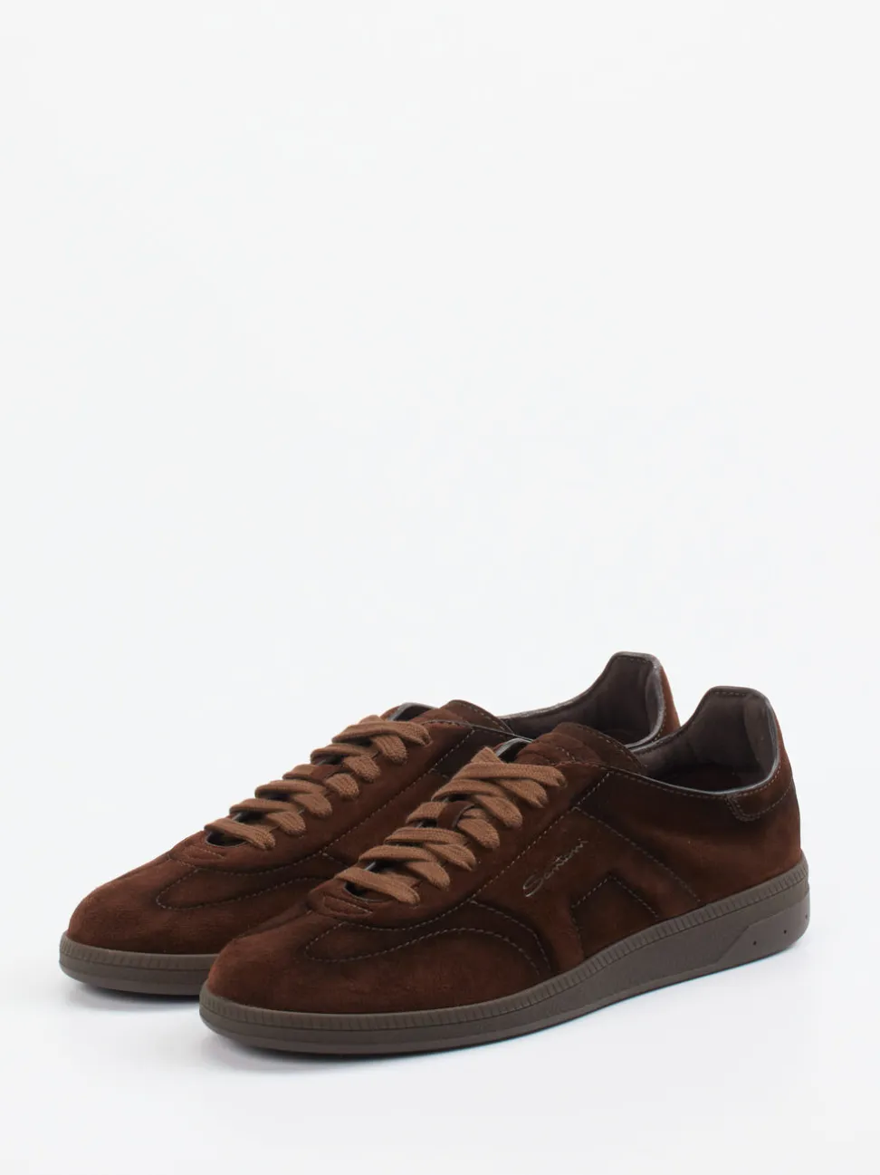 Santoni – Sneaker aus Veloursleder schokobraun