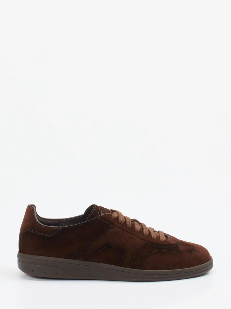 Santoni – Sneaker aus Veloursleder schokobraun