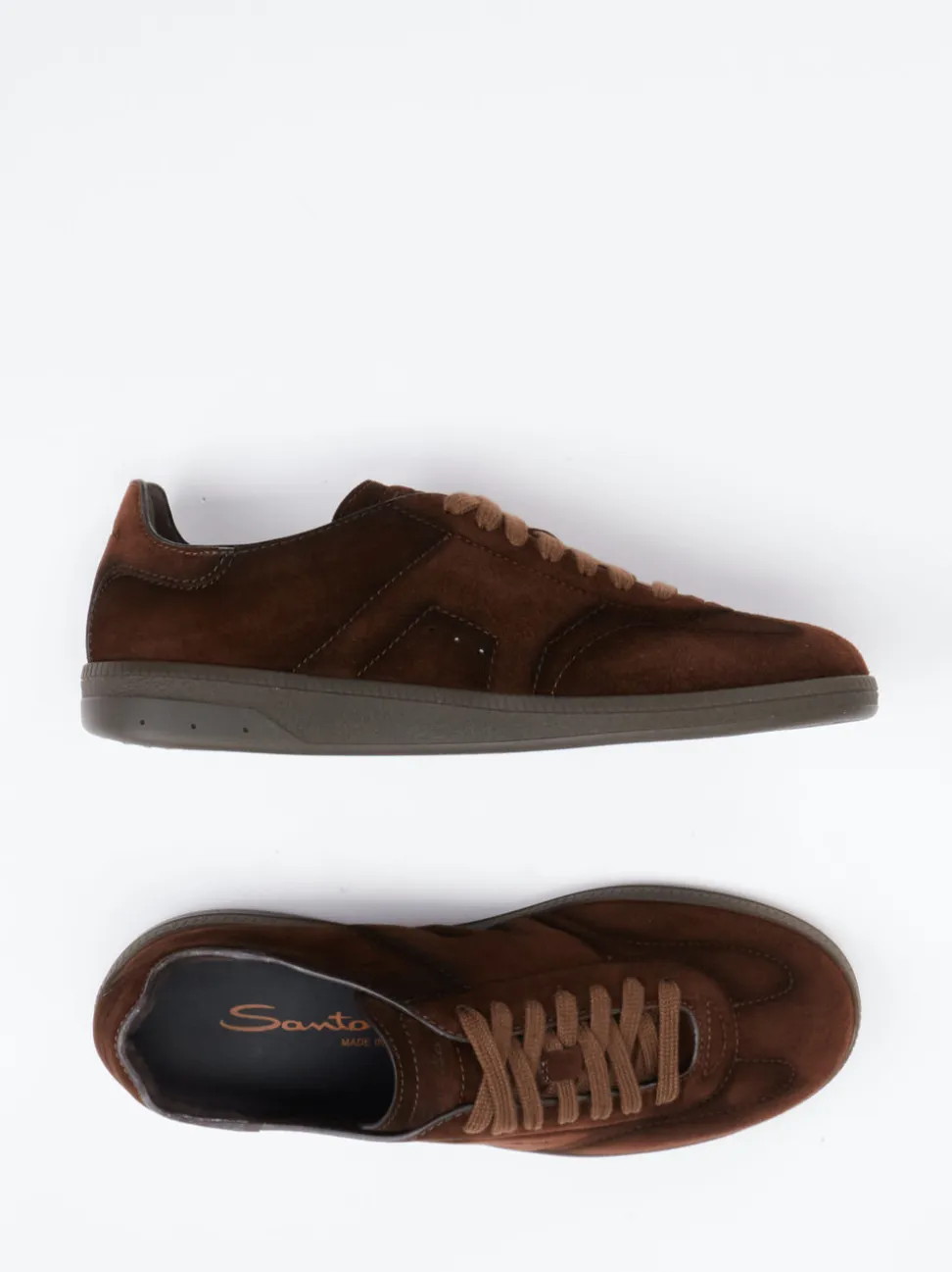 Santoni – Sneaker aus Veloursleder schokobraun