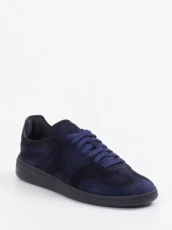 Santoni – Sneaker aus Veloursleder Dunkelblau