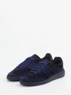 Santoni – Sneaker aus Veloursleder Dunkelblau