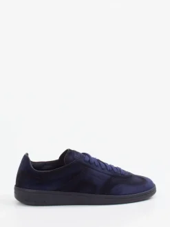 Santoni – Sneaker aus Veloursleder Dunkelblau