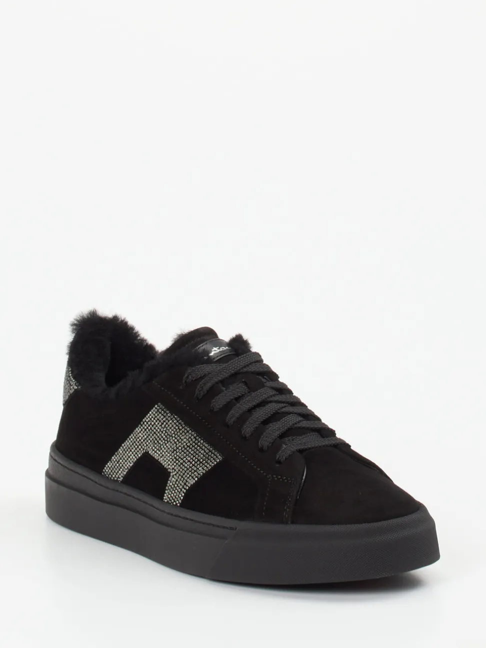 Santoni – Sneaker aus Veloursleder Schwarz