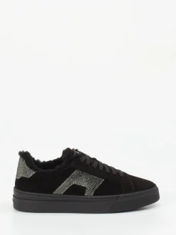 Santoni – Sneaker aus Veloursleder Schwarz