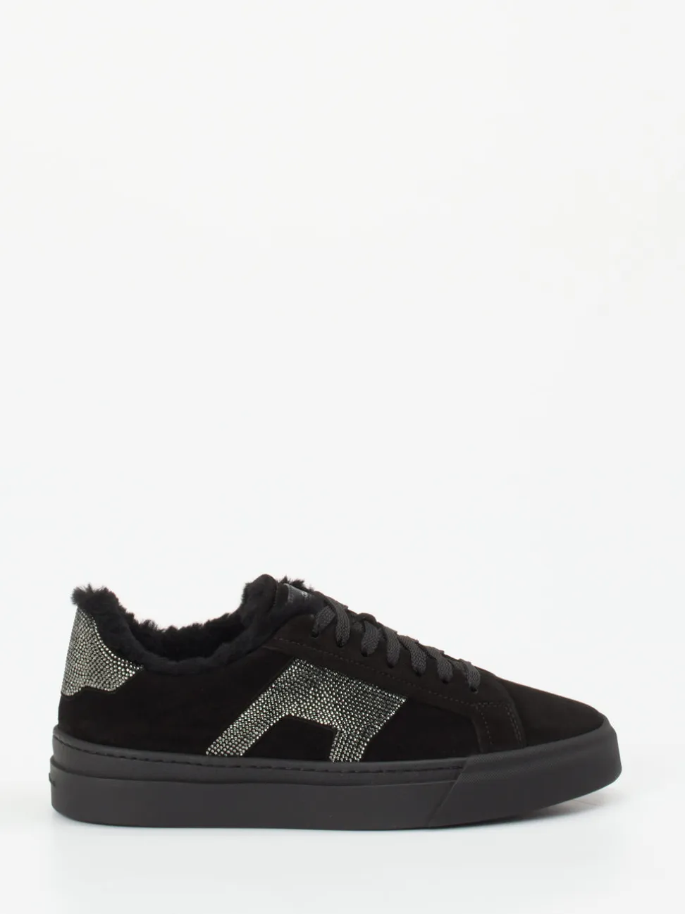 Santoni – Sneaker aus Veloursleder Schwarz