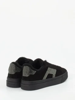Santoni – Sneaker aus Veloursleder Schwarz