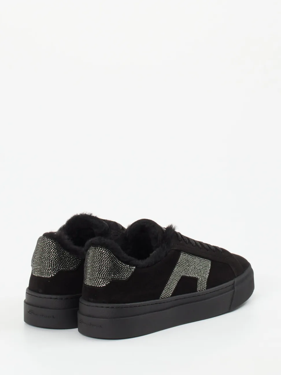 Santoni – Sneaker aus Veloursleder Schwarz