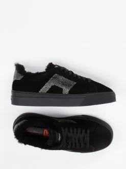Santoni – Sneaker aus Veloursleder Schwarz